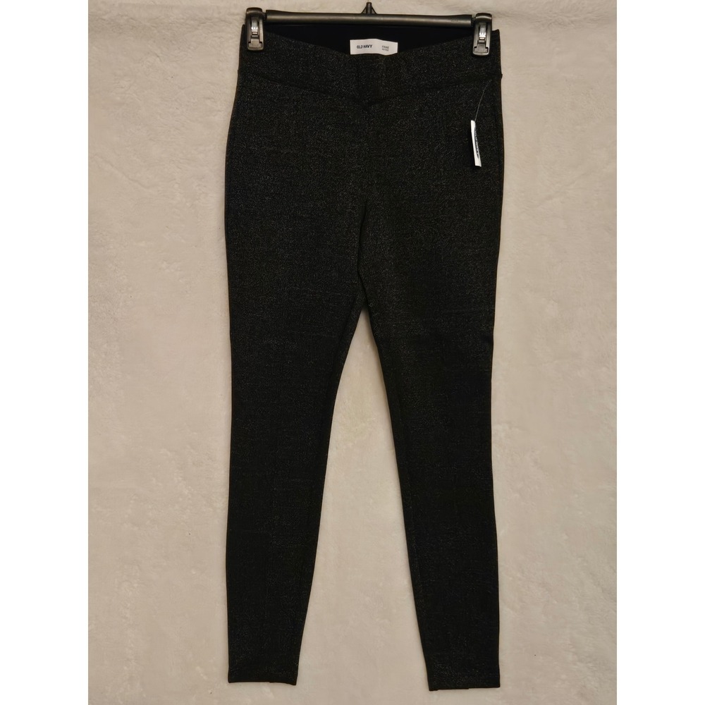 Old Navy Womens M Stevie‎ High Rise Black Lurex Metallic Shimmer Leggings Pants